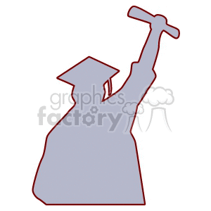 Silhouette of a graduating student holding a diploma clipart. Commercial use image # 138705