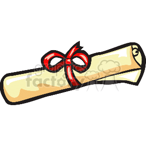Scroll wrapped with a red ribbon clipart. Commercial use image # 139384