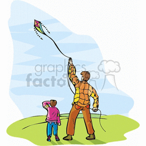 clipart - Flying a Kite.