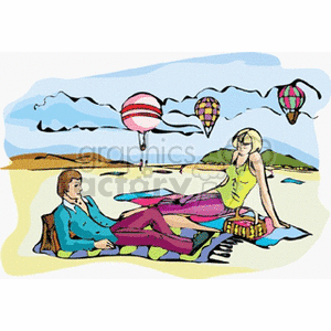   picnic food lunch beach hot air balloon balloons  picknick.gif Clip Art Entertainment 