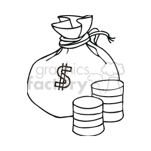outline of a money bag clipart. Commercial use image # 140084
