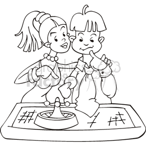 Black and white girl and boy playing a game