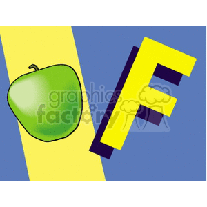 The letter F with green apple clipart. Commercial use image # 140293