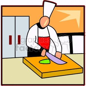   chef cook cooking restaurants chefs restaurant service knife knifes cutting board kitchen food  chef801.gif Clip Art Food-Drink 