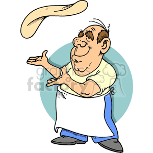 pizza maker guy food chef cooking cook  Pizza004.gif Clip Art Food-Drink Commercial cartoon character funny dough baker baking making