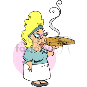 blonde lady serving pizza clipart. Commercial use image # 141609