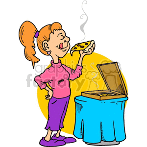 girl eating pizza clipart. Royalty-free image # 141613