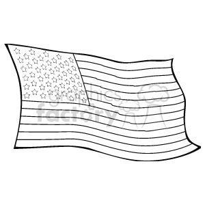 Black and white american flag with stars and stripes clipart.