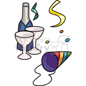 new years champagne and party hat clipart. Royalty-free image # 142561