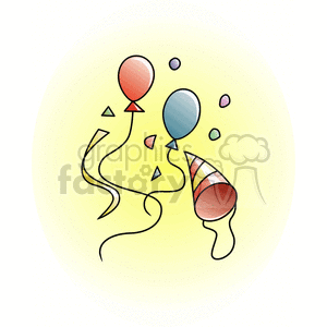 birthday birthdays anniversaries anniversary party parties celebrate celebration celebrations fun balloon balloons hat new years  FHH0178.gif Clip Art Holidays