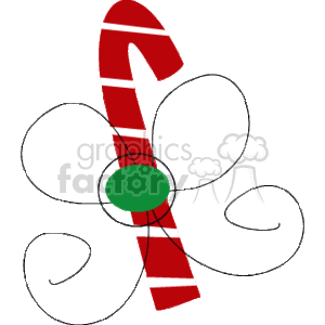 Simple Red and White Candy Cane with a Puffy Bow clipart.