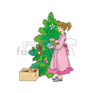 girlnewyeartree clipart. Commercial use image # 143165