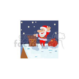   christmas xmas holidays happy stars star bag of gifts santa claus chimney chimneys roof  santa025.gif Clip Art Holidays Christmas 