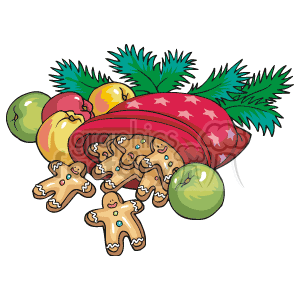 Colorful Christmas Goodies Like Gingerbread Man Cookies and Apples animation. Royalty-free animation # 143582