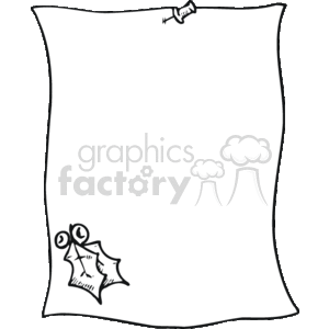 Black and White Paper with a small Holly Berry on the Bottom of the page clipart. Commercial use image # 143627