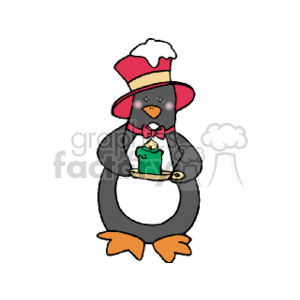 penguin_1_w_green_candle clipart. Royalty-free image # 144039