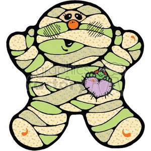 Cute cartoon mummy with a purple heart clipart. Commercial use image # 144930