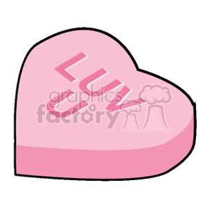 A Pink Valentines Candy Heart that says LUV U clipart.