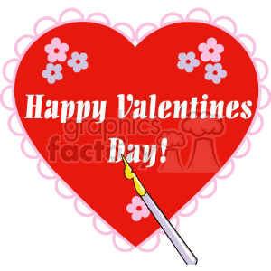 clipart - A Red Decorated Heart Says Happy Valentines Day Written with a Calligraphy Pen.