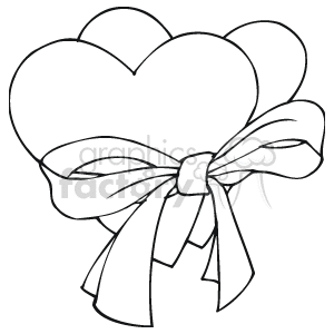 Two Black and White Hearts Wrapped with a Large Ribbon