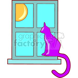   window windows cat cats  cat800.gif Clip Art Household 