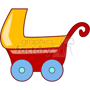 Yellow and red stroller clipart. Commercial use image # 146747