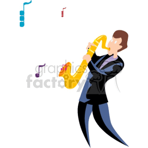 A Man Playing His Saxophone clipart. Commercial use image # 150054