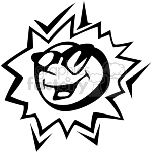 Black and white sun wearing sun glasses clipart. Royalty-free image # 151018