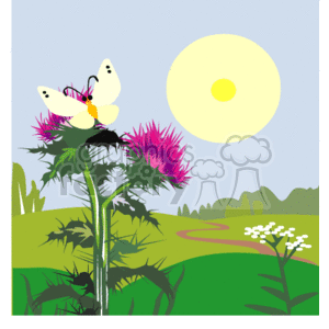   weather sunshine sun butterfly flower  sunny_highlands001.gif Clip Art Nature 