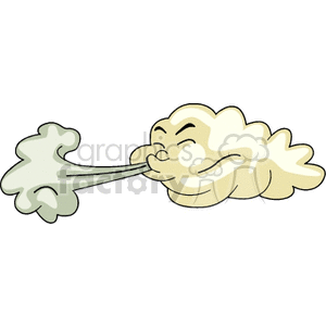 Tan storm cloud with face blowing wind clipart.