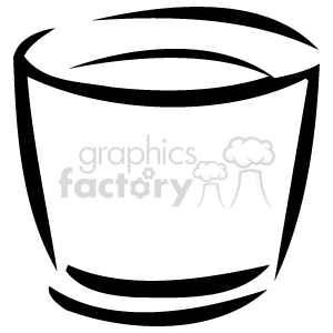 The image depicts a simple line drawing of an empty flower pot. There are no plants in this pot.