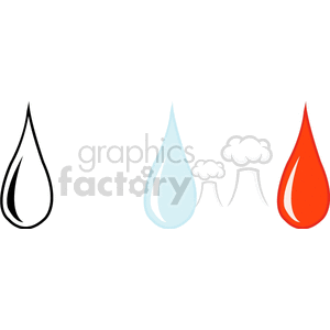 Red, white, blue water drops clipart. Commercial use image # 152402
