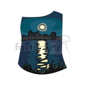 Moonlit lake clipart. Commercial use image # 152648