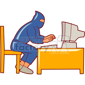 A Thief Hacking into a Computer clipart. Commercial use image # 153879