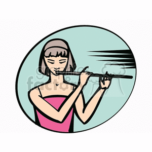 girl playing a flute clipart.