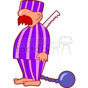 Inmate holding a saw clipart.