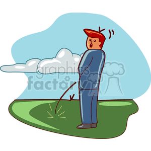 Man peeing on cloudy day clipart. Royalty-free image # 154820