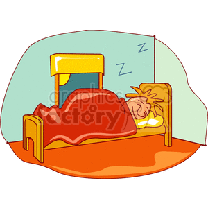 Person sleeping in their bed clipart.