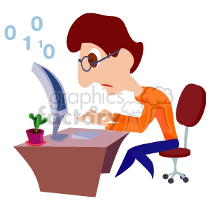 cartoon computer programmer clipart. Commercial use image # 155632