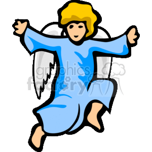 A White Winged Angel Wearing Blue clipart. Commercial use image # 156200