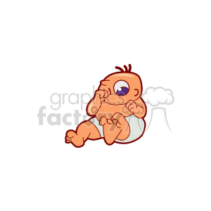 A Small Baby Sitting in its Diaper Sucking its Thumb clipart. Royalty-free image # 156479