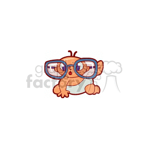 Baby wearing a huge pair of glasses clipart.