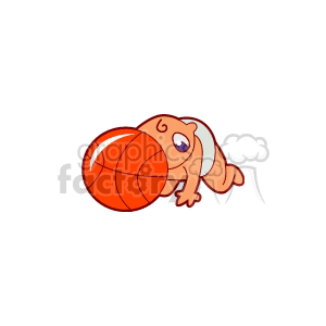 A Small Baby Crawling Trying to Play with a Basketball clipart. Royalty-free image # 156489