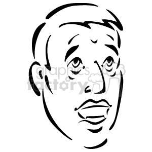 The image appears to be a simple line drawing or clipart representing the face of a person. It is a stylized and minimalist depiction showing basic features such as eyes, nose, mouth, and eyebrows, with a hint of hairline at the top.