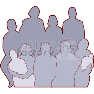 Silhouette of mothers fathers and children clipart.