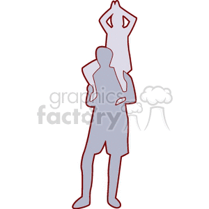 Silhouette of a child on his fathers shoulders clipart. Commercial use image # 157495