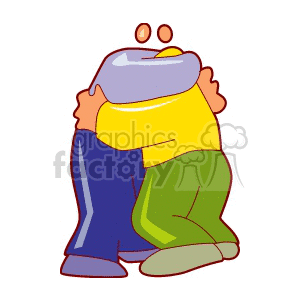 Two men with little heads hugging clipart. Commercial use image # 157523