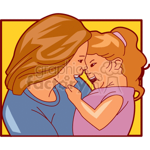 clipart - A mother holding her daughter they are both laughing.