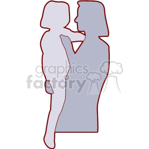 Silhouette of a mother picking up her daughter clipart. Royalty-free image # 157543