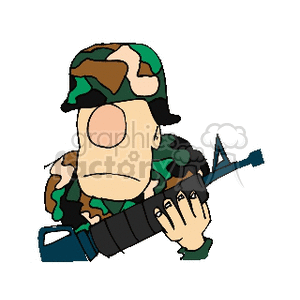 clipart - Soldier with Gun.